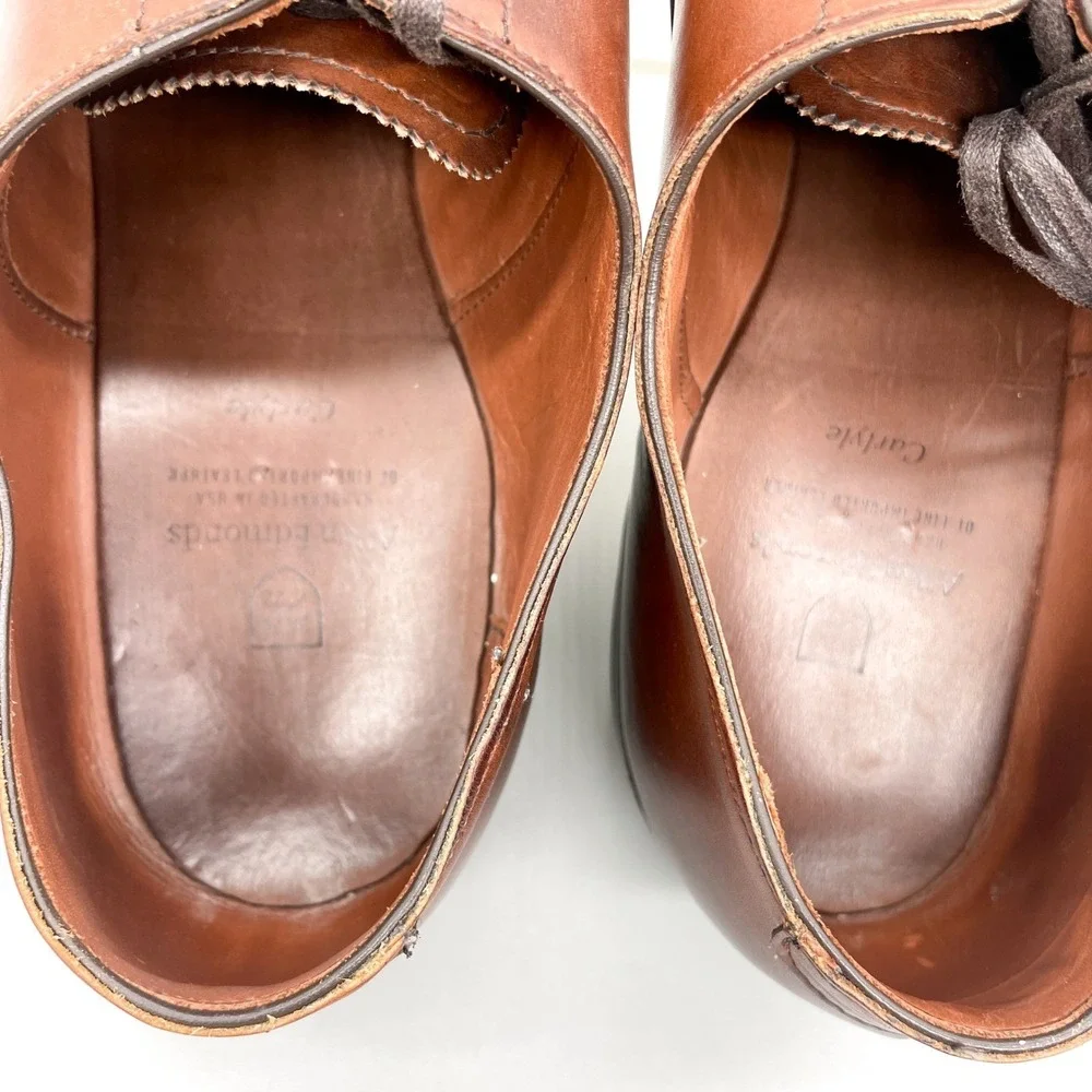 Allen Edmonds Carlyle Plain Toe Oxford Mens 13 D Brown Leather Dress Shoes Derby